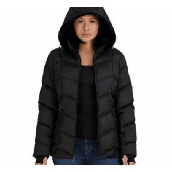 Nautica Women's Puffer Jacket w/ Detachable Hood Water Resistant winter coat - Picture 4 of 8